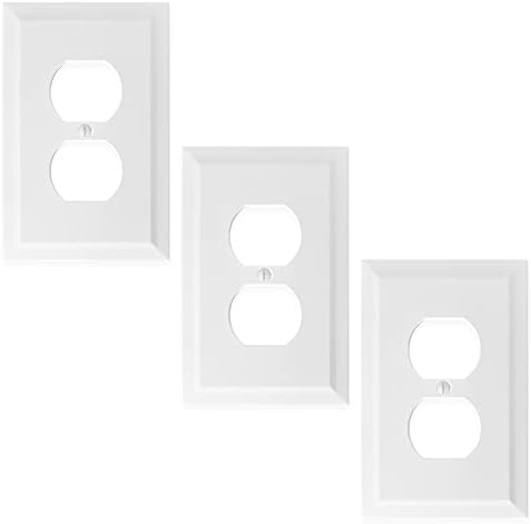  Questech Outlet Covers Bright White Satin 1-Gang Switch Plates 3 Pack for Home Decor
| Single Duplex Wall Plates Decora