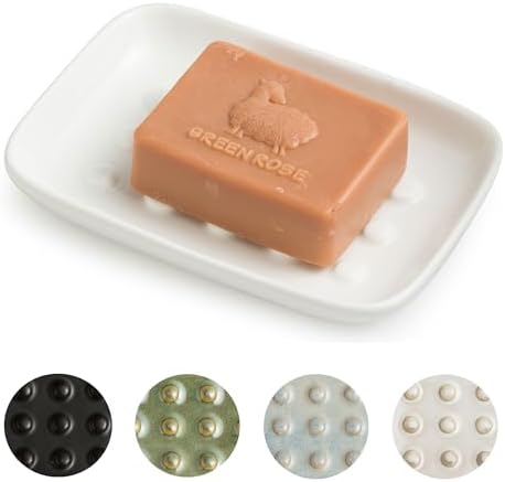 Ceramic Soap Dish Bar Cleaner for Shower Easy to Clean Bath Shower Bathroom Kitchen Sink