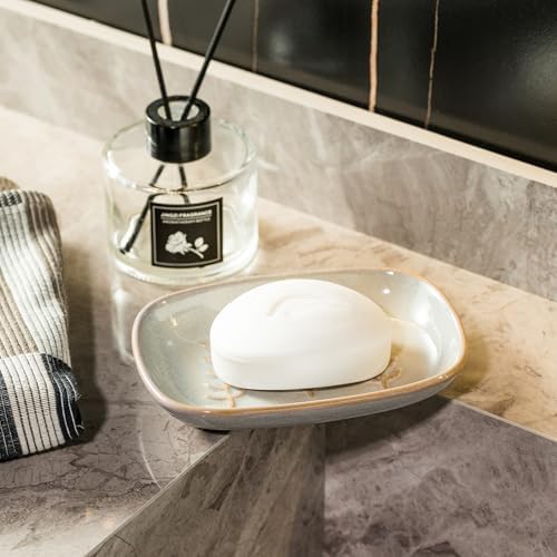 Ceramic Soap Dish Bar Cleaner for Shower Easy to Clean Bath Shower Bathroom Kitchen Sink