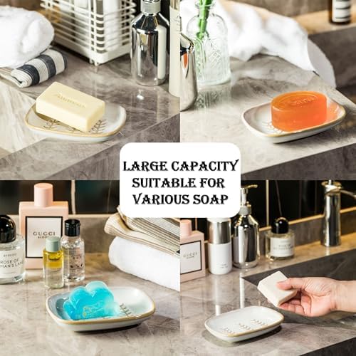 Ceramic Soap Dish Bar Cleaner for Shower Easy to Clean Bath Shower Bathroom Kitchen Sink