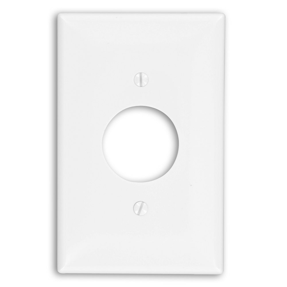 Leviton 1-Gang Single Receptacle Wallplate for Midway Size,PJ7-W, White  
Leviton 1.406-Inch Hole Wallplate, PJ7-W, Whit